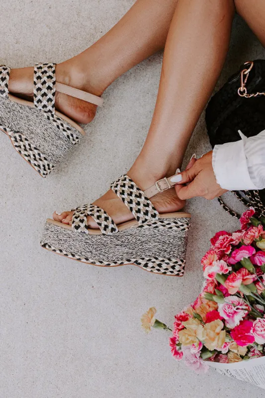 The Eloise Woven Platform Wedge in Black sold by Impressions