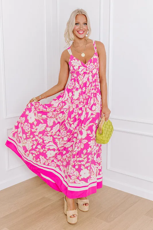Sunset Soiree Floral Maxi Dress in Pink sold by Impressions