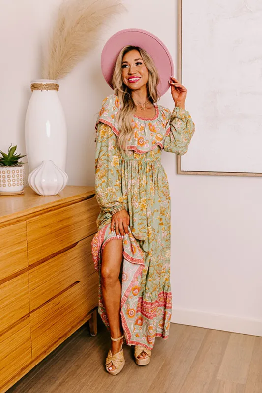 Blooming Meadow Floral Maxi in Pear sold by Impressions