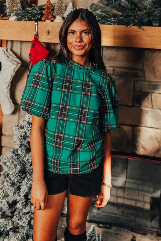 Beautiful Routine Plaid Top In Green sold by Impressions