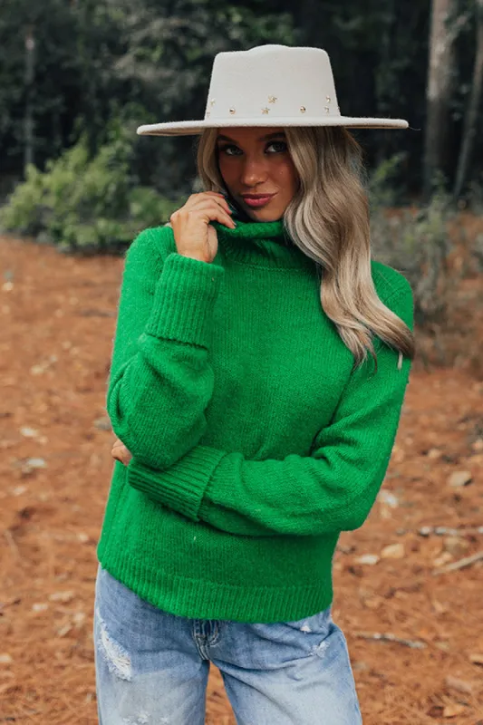 Coziest Place Knit Sweater In Kelly Green sold by Impressions