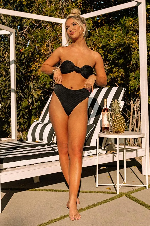 Tranquil Tides High Waist Bikini Bottom in Black sold by Impressions