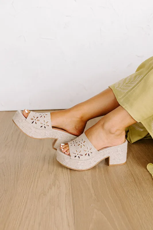 The Lizzy Linen Block Heel in Oatmeal sold by Impressions