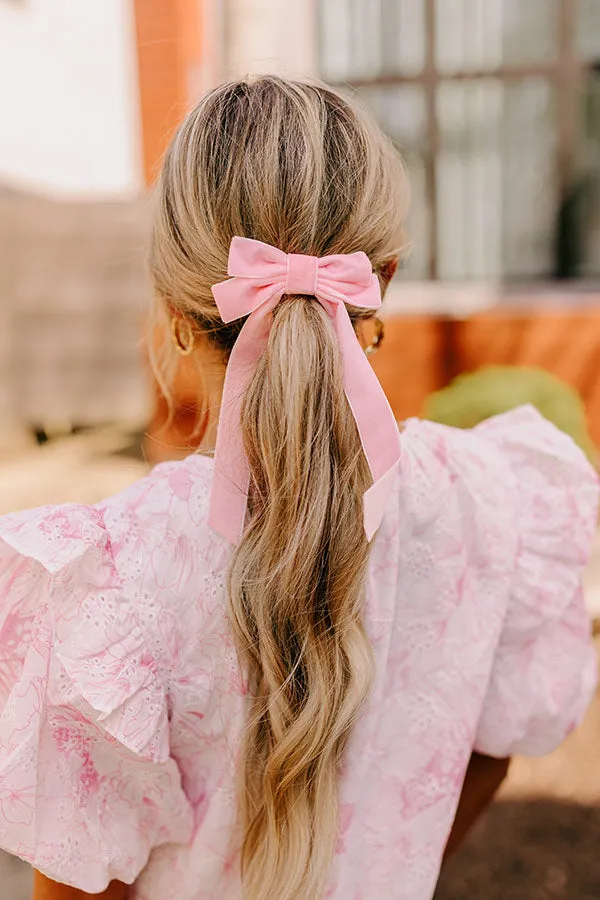 Crushing On You Velvet Bow Hair Clip in Pink sold by Impressions product image thumbnail 3