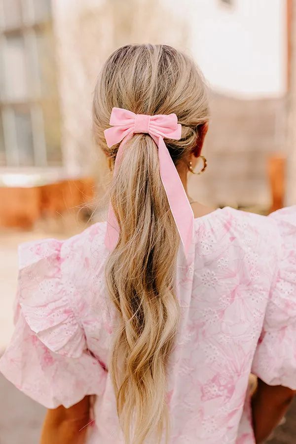 Crushing On You Velvet Bow Hair Clip in Pink sold by Impressions