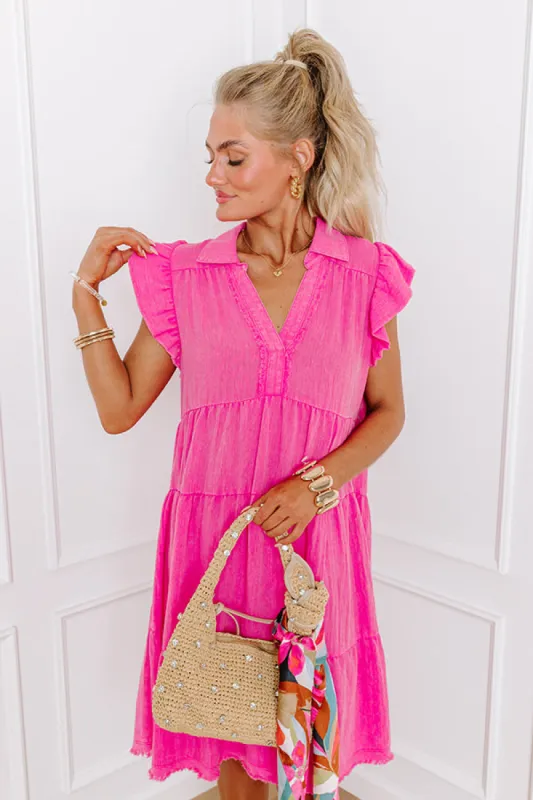 Bubbly Energy Mineral Wash Mini Dress in Pink sold by Impressions