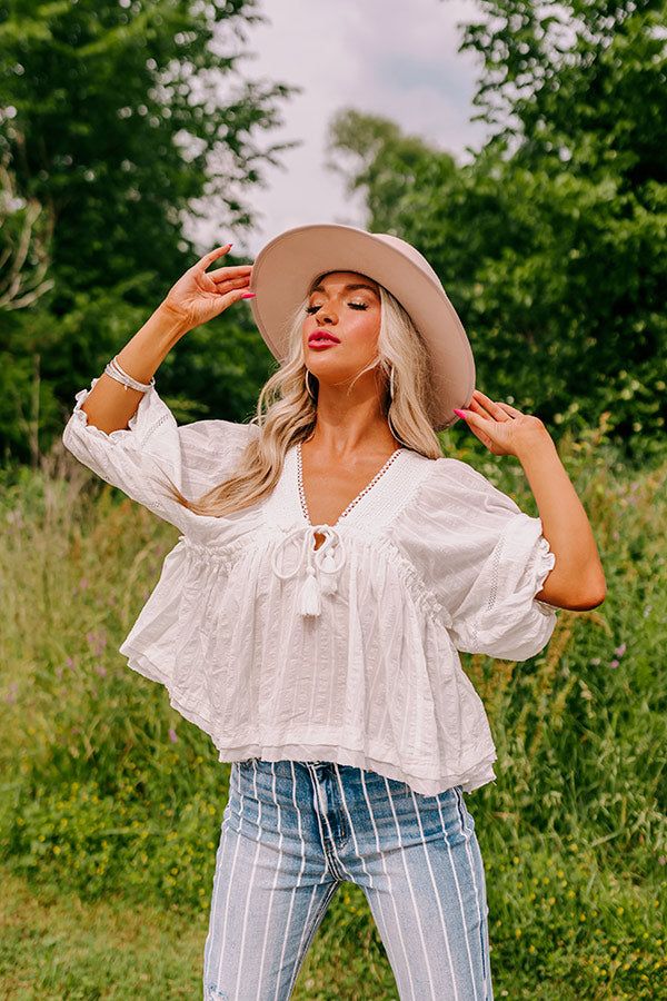 Wild Dreams Babydoll Top In White sold by Impressions