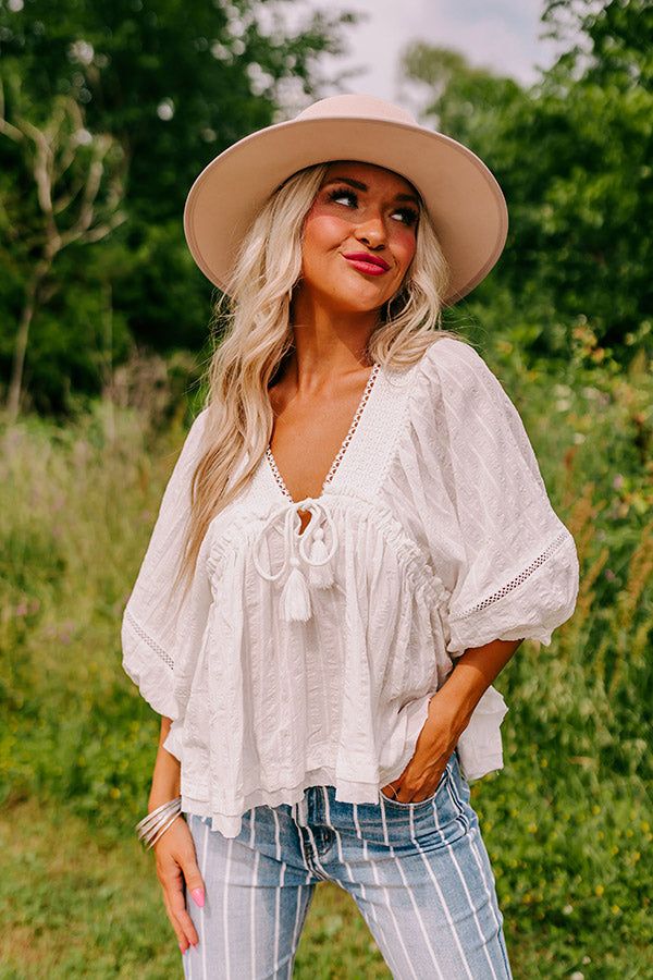 Wild Dreams Babydoll Top In White sold by Impressions product image thumbnail 2