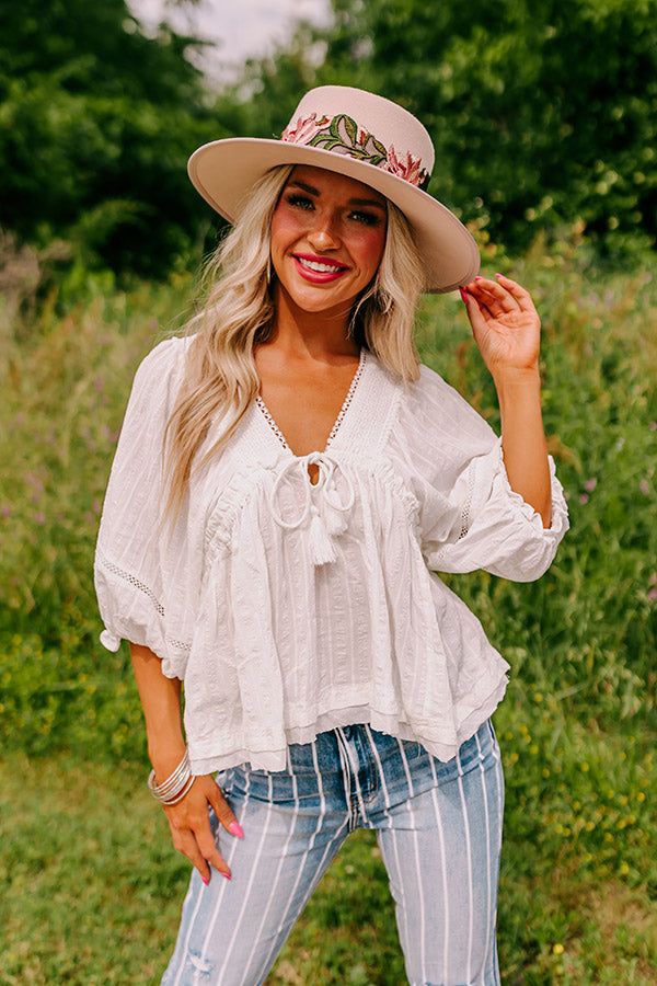 Wild Dreams Babydoll Top In White sold by Impressions product image thumbnail 5