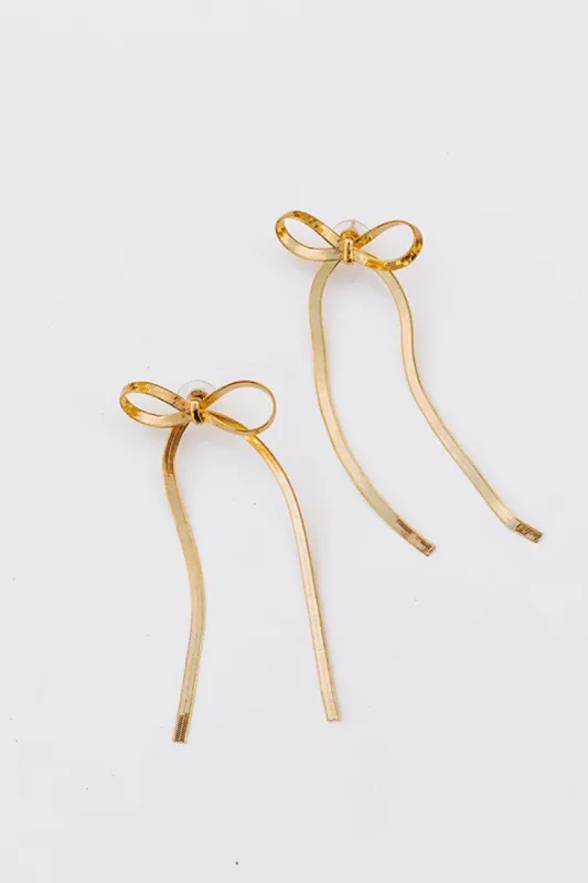Herringbone Bow Drop Earrings sold by Impressions