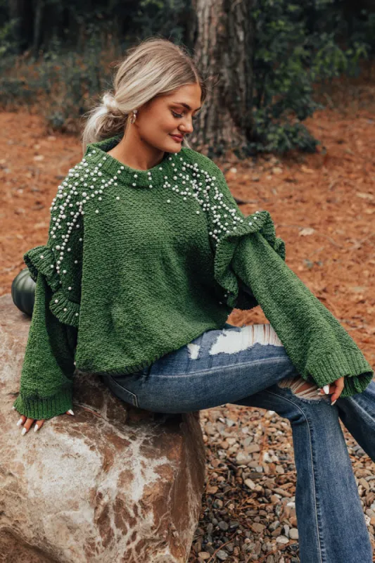 Cuddle Up With Cocoa Embellished Sweater in Green sold by Impressions
