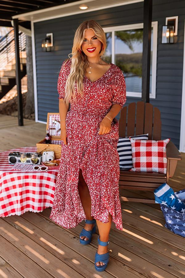 Floral Euphoria Maxi In Red Curves sold by Impressions product image thumbnail 4