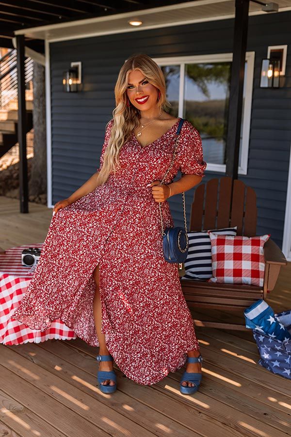 Floral Euphoria Maxi In Red Curves sold by Impressions