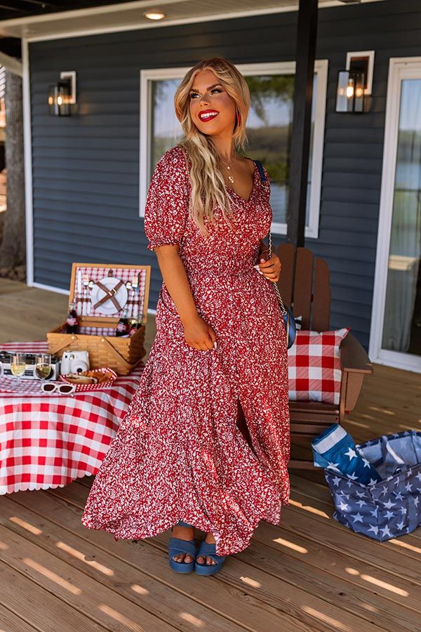 Floral Euphoria Maxi In Red Curves sold by Impressions product image thumbnail 2