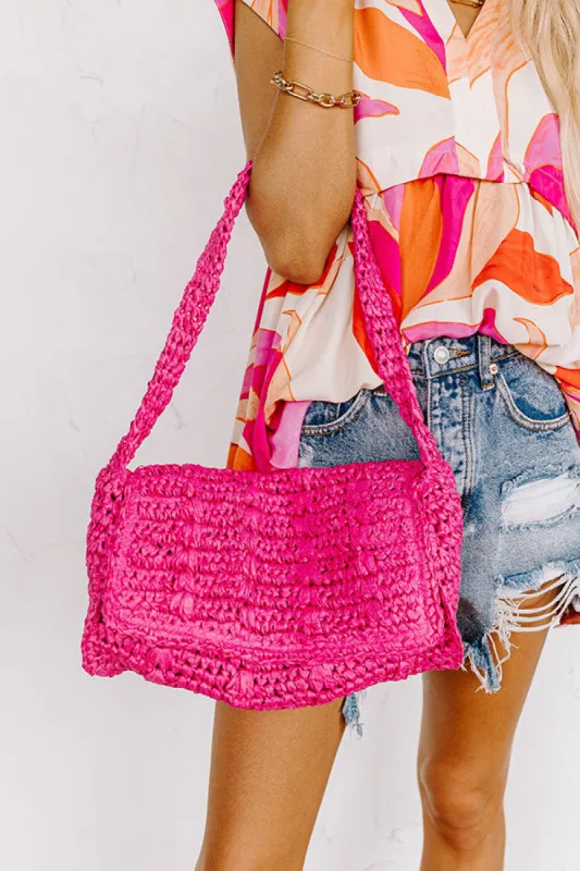 Sunny Days Ahead Woven Purse in Hot Pink sold by Impressions