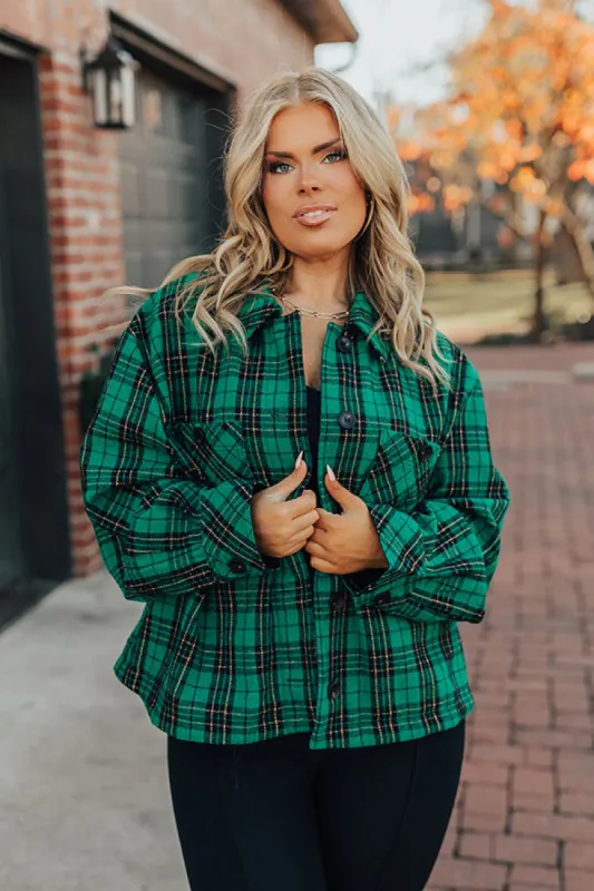 Evergreen State Of Mind Plaid Jacket In Green Curves sold by Impressions