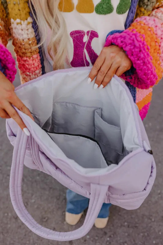 Sharp Witted Quilted Tote In Lavender sold by Impressions