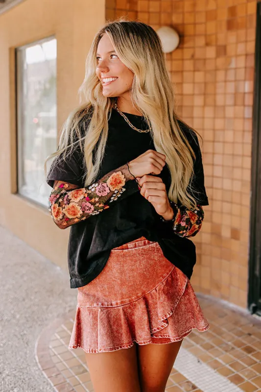 Casual Twist  Embroidered Tee in Black sold by Impressions