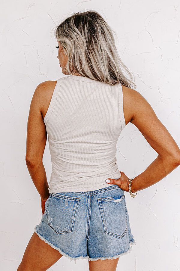 Carefree Days Ribbed Tank in Stone sold by Impressions product image thumbnail 4