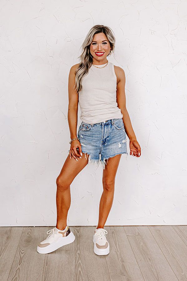 Carefree Days Ribbed Tank in Stone sold by Impressions