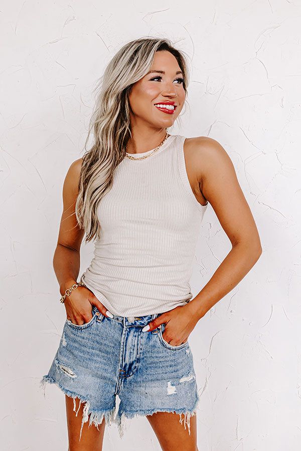 Carefree Days Ribbed Tank in Stone sold by Impressions product image thumbnail 2
