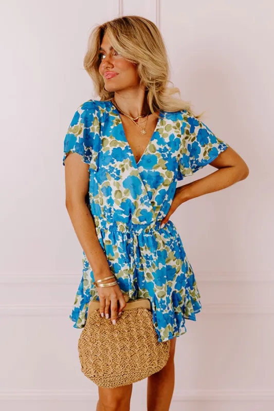 Sassy And Sweet Floral Romper In Royal Blue sold by Impressions