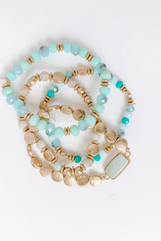 Daily Entertainment Stretch Bracelet Set in Mint sold by Impressions