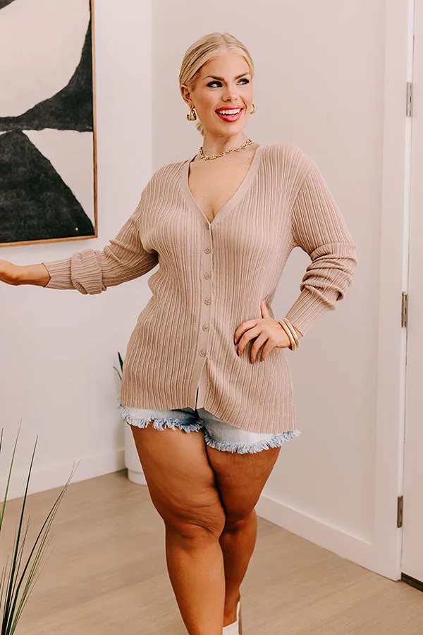 Fresh Breeze Ribbed Cardigan In Mocha Curves sold by Impressions product image thumbnail 3