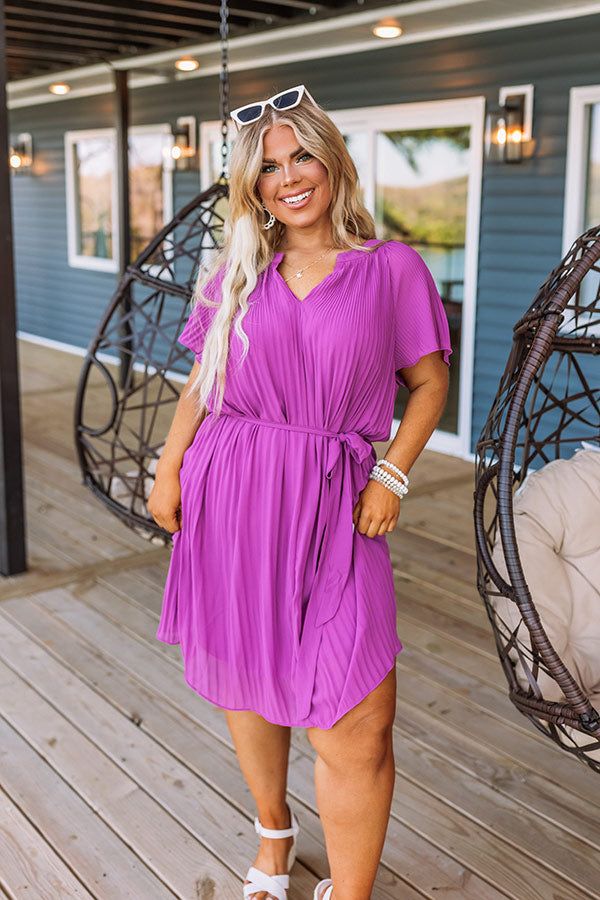 Cool Catina Crush Pleated Dress In Orchid Curves sold by Impressions product image thumbnail 3