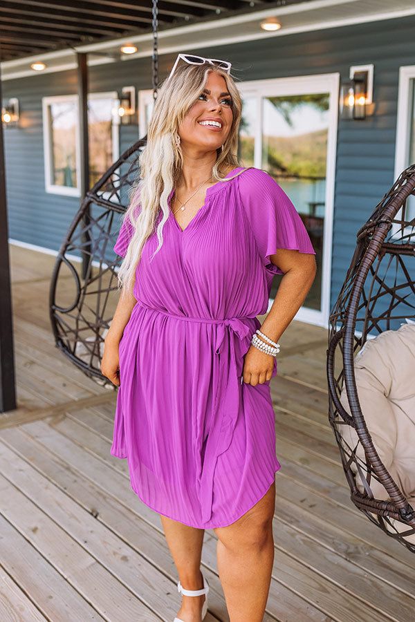 Cool Catina Crush Pleated Dress In Orchid Curves sold by Impressions product image thumbnail 4