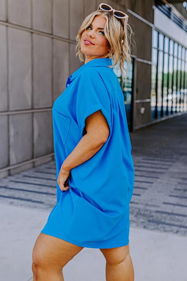 Sunlit Magic Button Up Dress In Ocean Blue Curves sold by Impressions product image thumbnail 4