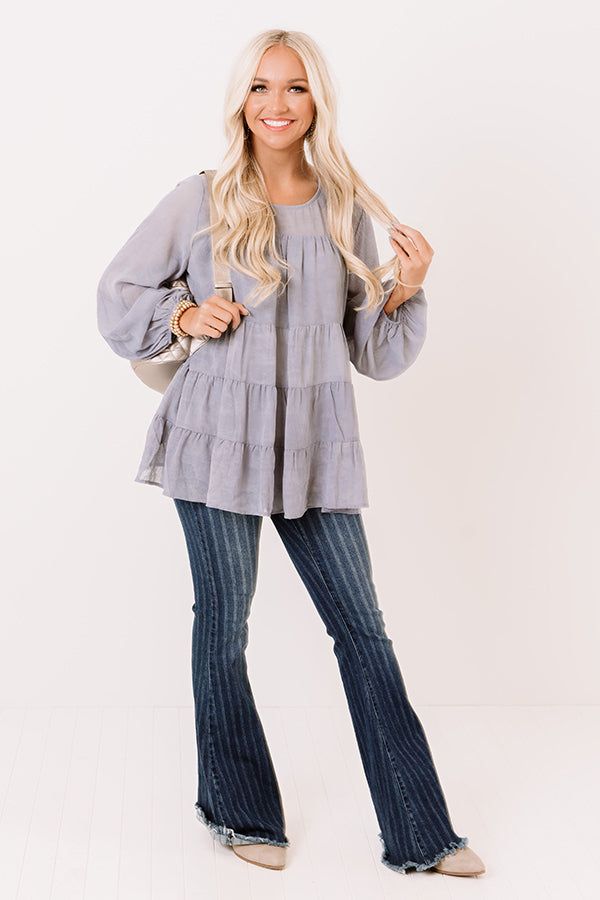 Brink Of Midnight Shift Top In Airy Blue sold by Impressions