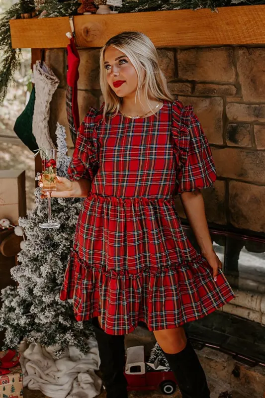 So Plaid You're Mine Mini Dress In Red sold by Impressions