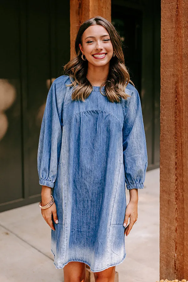 Loving Smiles Denim Mini Dress in Medium Wash sold by Impressions product image thumbnail 5