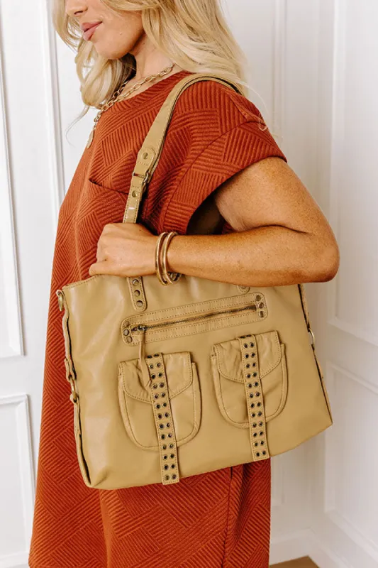 Wisteria Avenue Faux Leather Tote In Khaki sold by Impressions