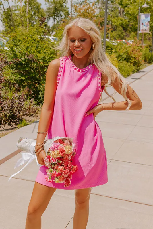 Cosmopolitans and Chit Chat Pearl Embellished Mini Dress in Fuchsia sold by Impressions