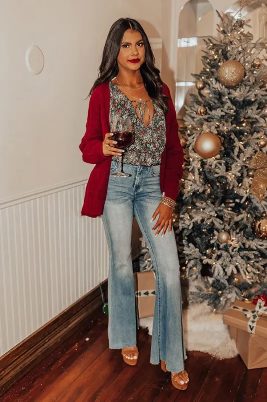 Cozy Lodge Cardigan In Wine sold by Impressions