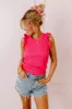 Brunch Ready Ruffle Top In Hot Pink sold by Impressions