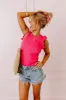 Brunch Ready Ruffle Top In Hot Pink sold by Impressions