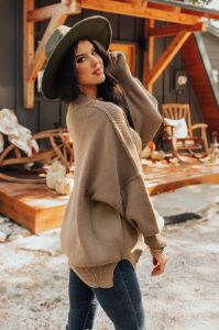 Full Of Warmth Tunic Sweater In Taupe sold by Impressions