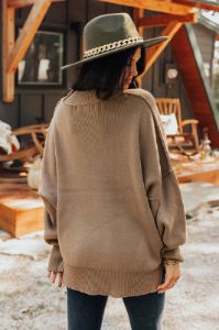 Full Of Warmth Tunic Sweater In Taupe sold by Impressions
