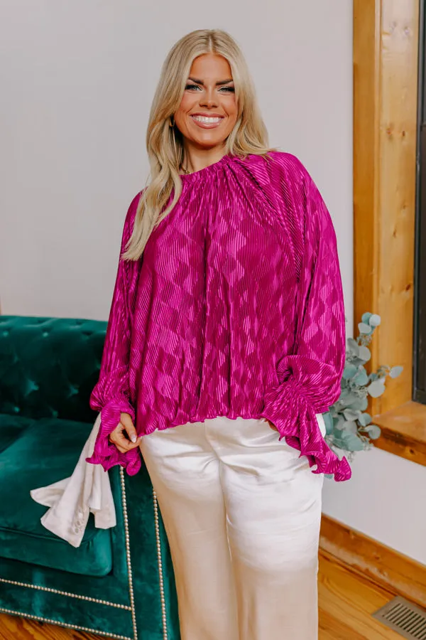 Found Your Love Pleated Top In Berry Curves sold by Impressions product image thumbnail 4