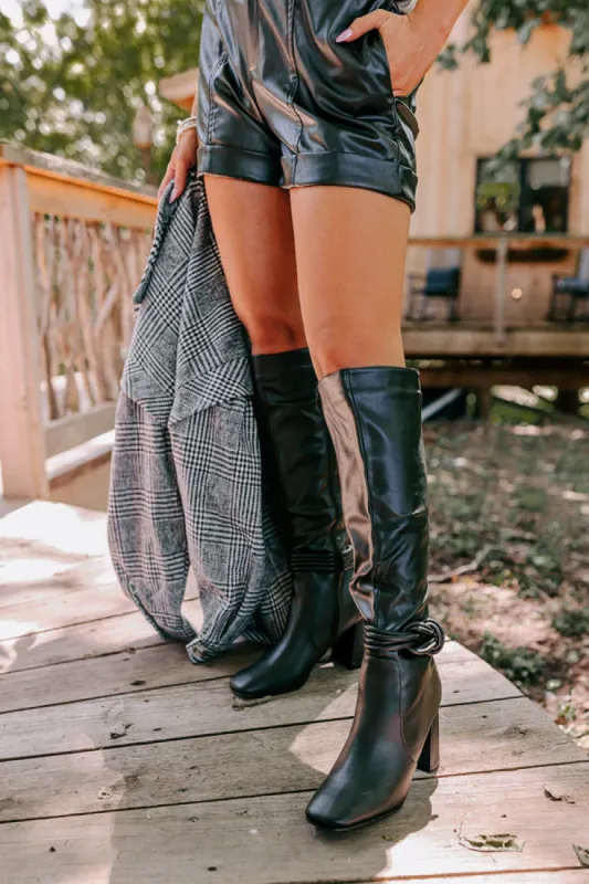 The Eliana Faux Leather Knee High Boot In Black sold by Impressions