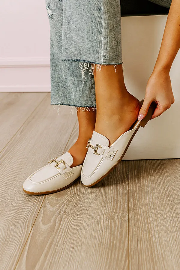 The Bridget Faux Leather Mule Loafer In Light Stone sold by Impressions