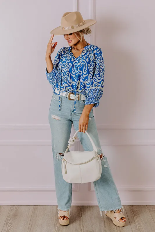 Santorini Season Shift Top in Ocean Blue sold by Impressions