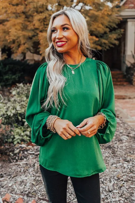 Charming Days Shift Top In Hunter Green sold by Impressions