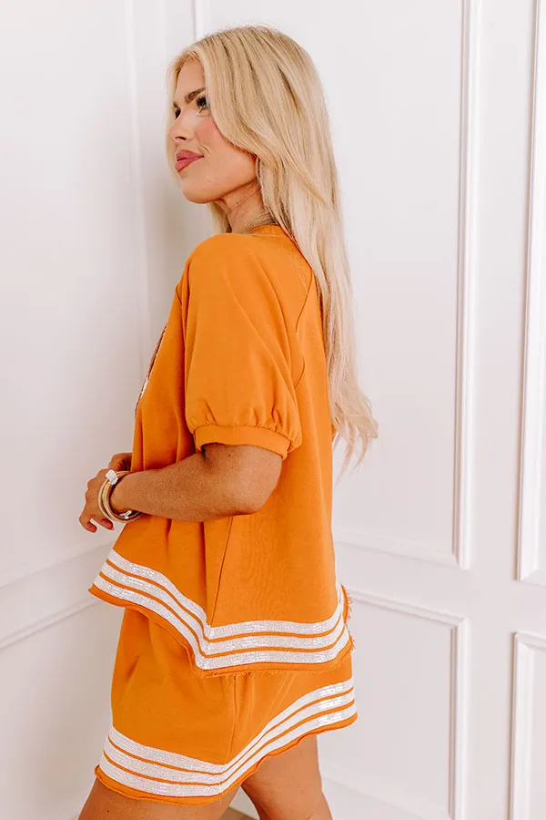 Sideline Social Embroidered Top in Rust Curves sold by Impressions product image thumbnail 5