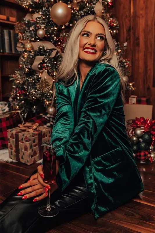 So Stylish Velvet Blazer In Hunter Green sold by Impressions