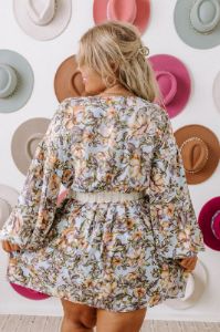 London Tea Floral Babydoll Dress In Sky Blue Curves sold by Impressions
