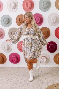 London Tea Floral Babydoll Dress In Sky Blue Curves sold by Impressions